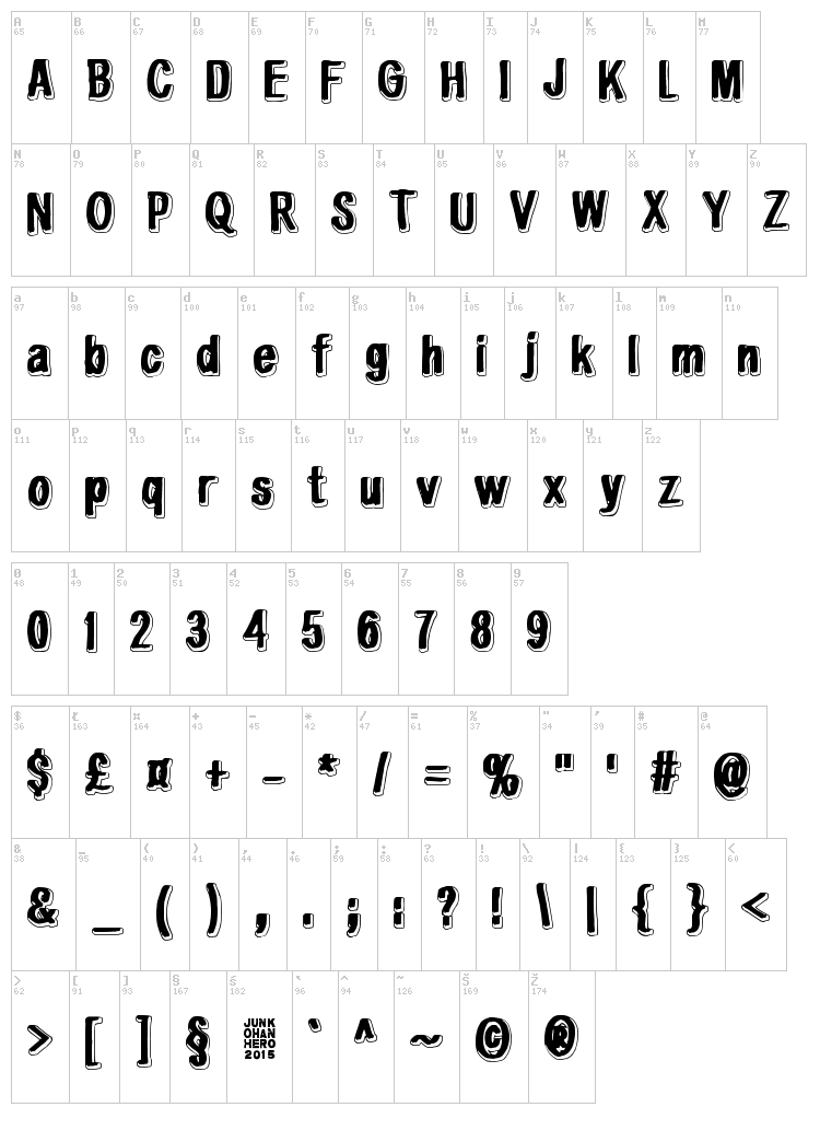 White light, black line font map